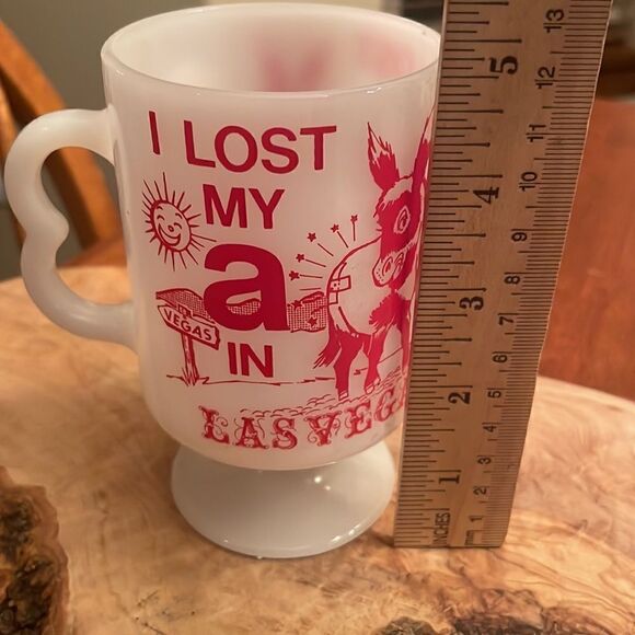 I Lost My A in Las Vegas Milk Glass Mug - Picture 6 of 7